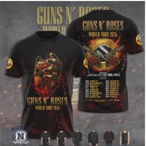 Guns N Roses World Tour 2026 Diamond Hand Skull Graphic T Shirt