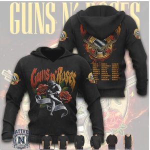 Guns N Roses World Tour 2026 Rose Silhouette Concert Hoodie
