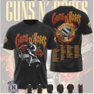 Guns N Roses World Tour 2026 Rose Silhouette Concert Hoodie
