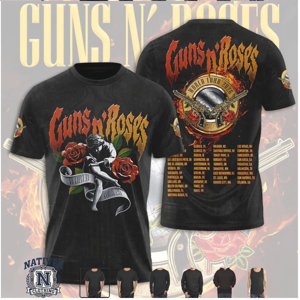 Guns N Roses World Tour 2026 Rose Silhouette Concert Hoodie Guns N Roses World Tour 2026 Rose Silhouette Concert Hoodie