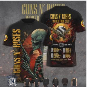 Guns N Roses World Tour 2026 Skull With Gun Vintage Style T Shirt