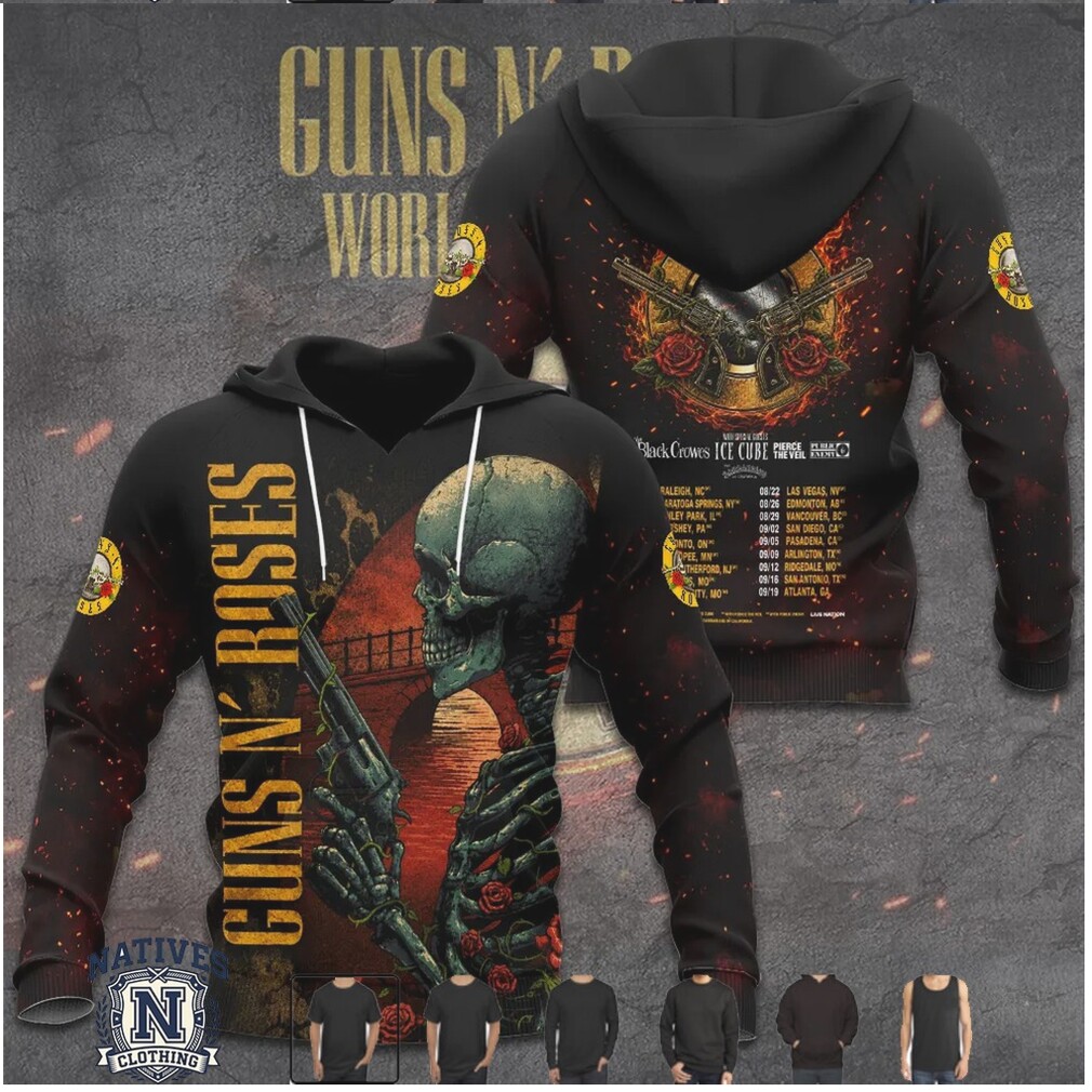 Guns N Roses World Tour 2026 Skull With Gun Vintage Style T Shirt Guns N Roses World Tour 2026 Skull With Gun Vintage Style T Shirt