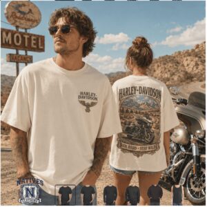 Harley Davidson Motorcycle Desert Highway Ride Hard T Shirt