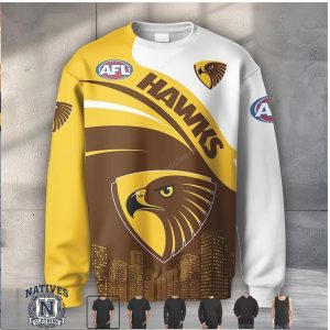 Hawthorn Hawks Mascot City Graphic Hoodie T Shirt Apparel
