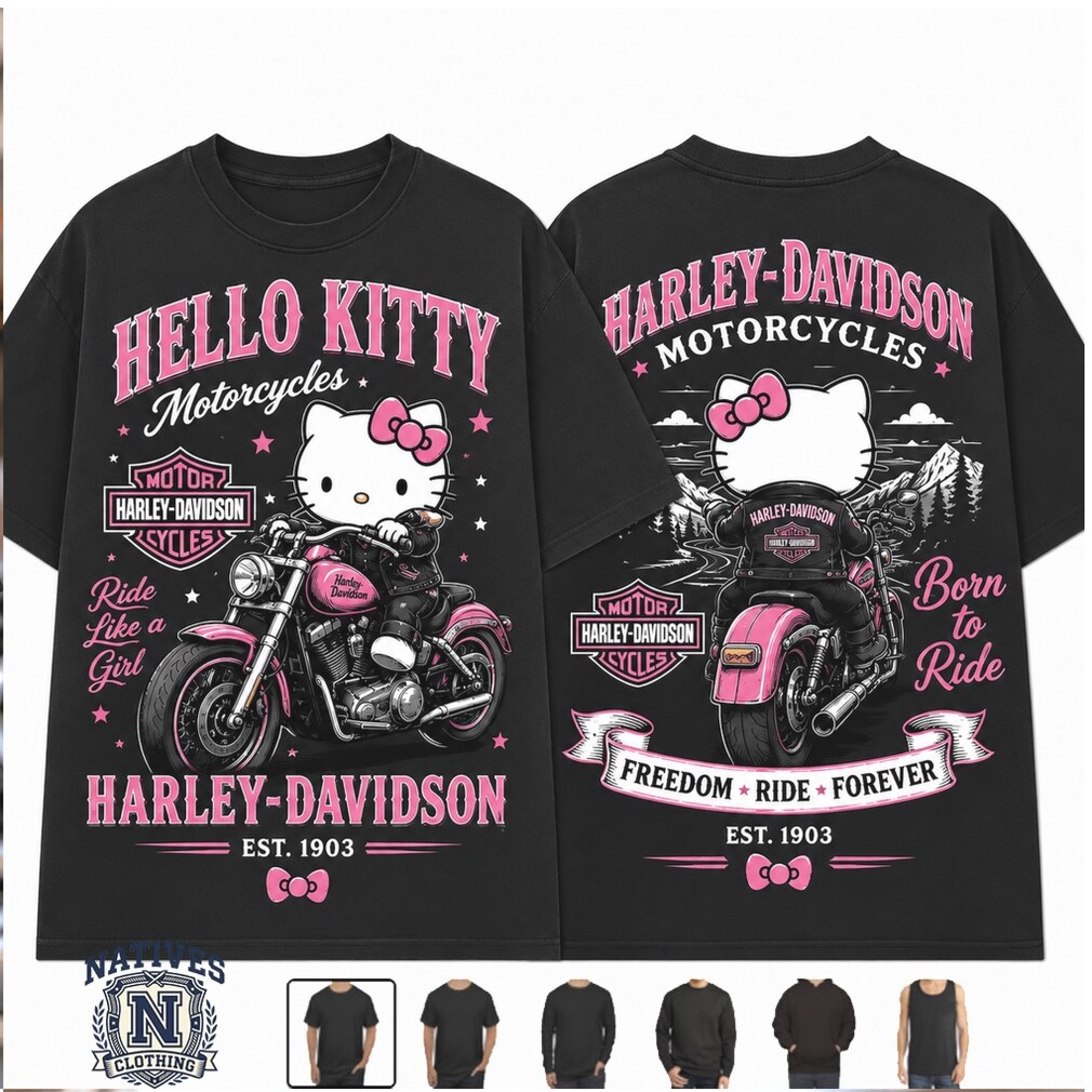 Hello Kitty Harley Davidson Born To Ride Vintage Biker T Shirt Hello Kitty Harley Davidson Born To Ride Vintage Biker T Shirt