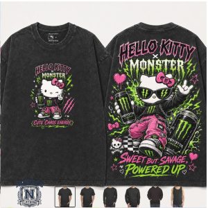 Hello Kitty Monster Energy Cute Chaos Savage Graphic T Shirt