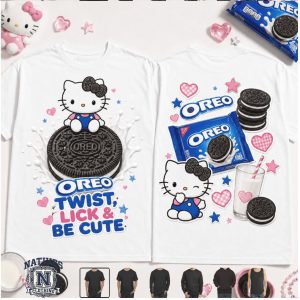 Hello Kitty Oreo Cookie Milk Cute Kawaii Sweet Graphic T Shirt