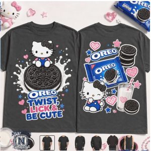 Hello Kitty Oreo Cookie Milk Cute Kawaii Sweet Graphic T Shirt