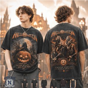 Helloween United Forces World Tour Pumpkin Rock Band T Shirt