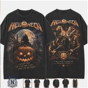 Helloween United Forces World Tour Pumpkin Rock Band T Shirt