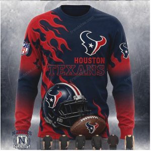 Houston Texans Football Helmet Flame Graphic T Shirt