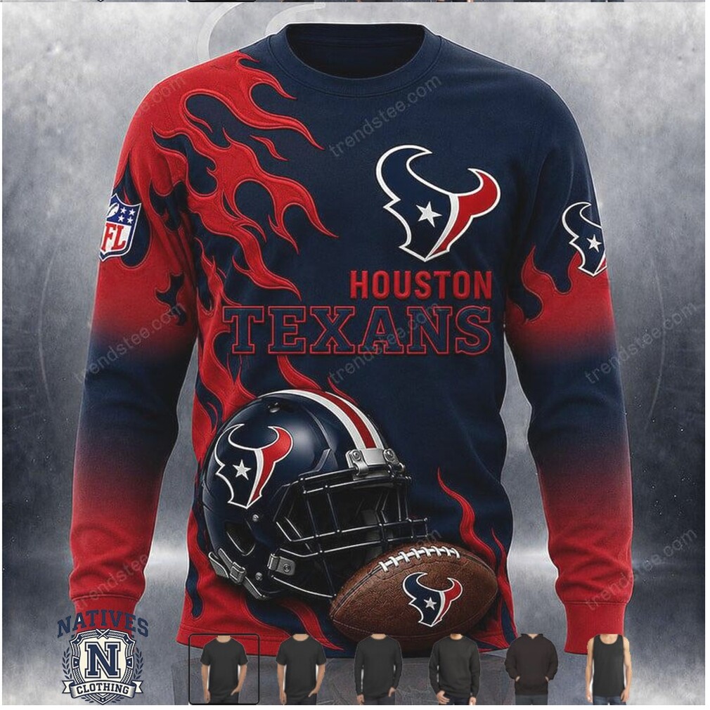 Houston Texans Football Helmet Flame Graphic T Shirt Houston Texans Football Helmet Flame Graphic T Shirt