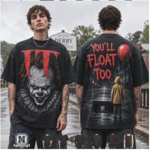 IT Pennywise Youll Float Too Derry Horror Clown Movie T Shirt