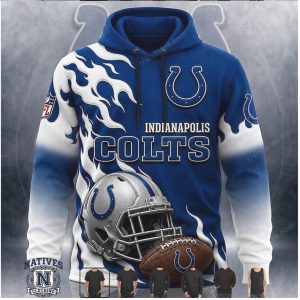 Indianapolis Colts Football Helmet Flame Graphic Hoodie