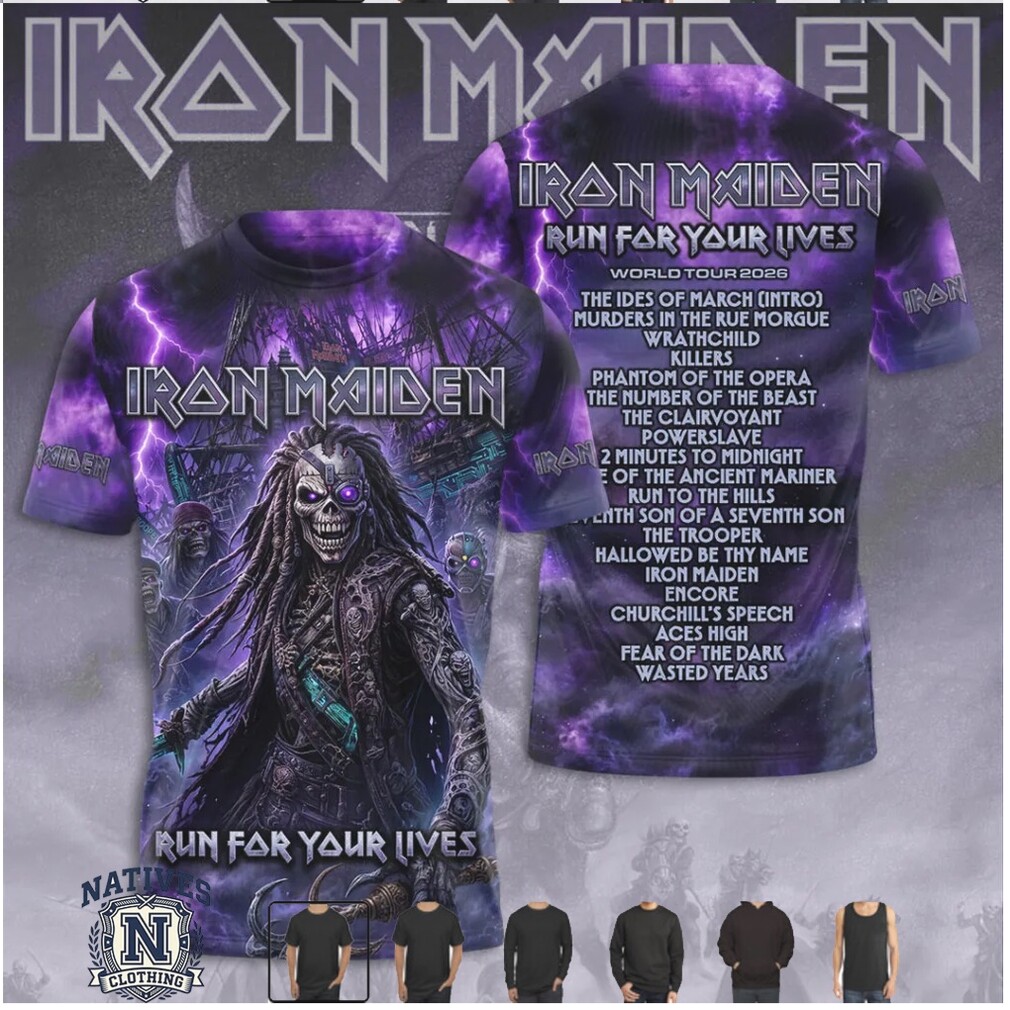 Iron Maiden Run For Your Lives 2026 World Tour Heavy Metal T Shirt Iron Maiden Run For Your Lives 2026 World Tour Heavy Metal T Shirt
