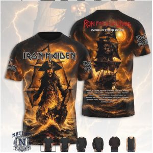 Iron Maiden Run For Your Lives Pirate Ship Graphic T Shirt