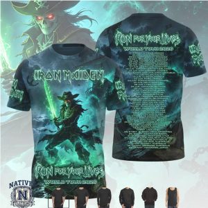Iron Maiden Run For Your Lives World Tour Pirate T Shirt