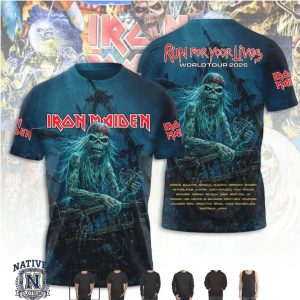 Iron Maiden Run For Your Lives World Tour Rock Music T Shirt