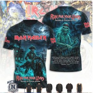 Iron Maiden Run For Your Lives World Tour Skeleton T Shirt