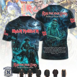 Iron Maiden Run For Your Lives World Tour Skeleton T Shirt