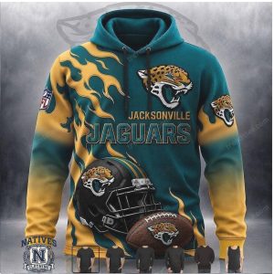 Jacksonville Jaguars Football Helmet Flame Design Hoodie