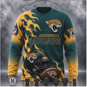 Jacksonville Jaguars Football Helmet Flame Design Hoodie