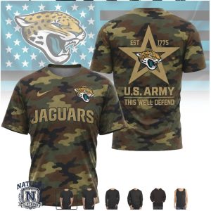 Jacksonville Jaguars US Army Camo Star Salute To Service T Shirt