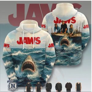 Jaws Movie Poster Vintage Shark Thriller Retro Unisex Hoodie