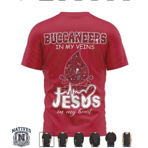 Tampa Bay Buccaneers Faith Cross Heartbeat Jesus In My Heart T Shirt