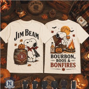 Jim Beam Snoopy Bourbon Boos And Bonfires Halloween Fall T Shirt