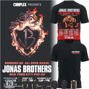 Jonas Brothers Burning Up Tour Flame Concert Graphic T Shirt