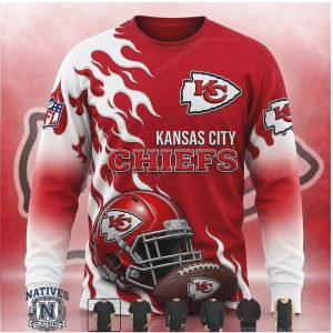 Kansas City Chiefs Helmet Fire Flame T Shirt