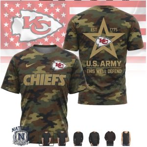 Kansas City Chiefs US Army Camo Star Salute To Service T Shirt
