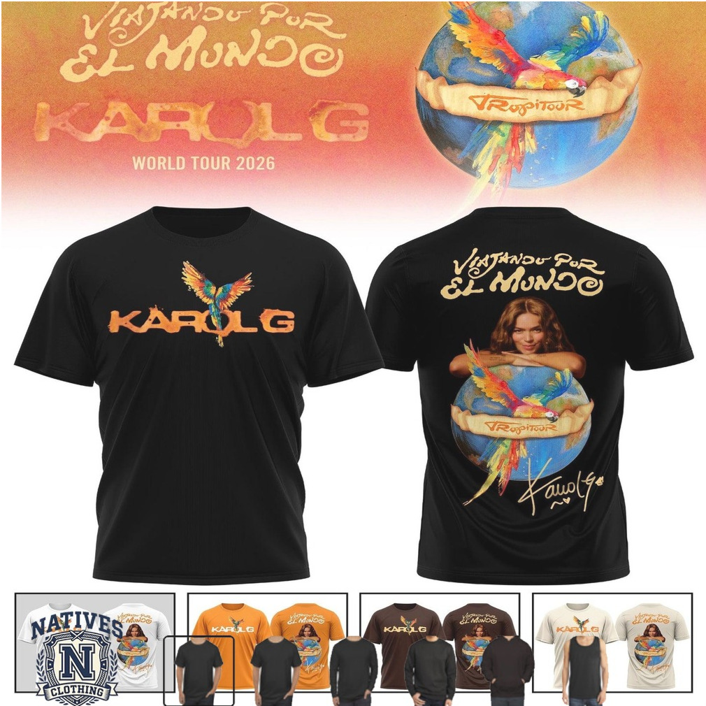 Karol G Tropitour World Tour 2026 Viajando Por El Mundo T Shirt Karol G Tropitour World Tour 2026 Viajando Por El Mundo T Shirt