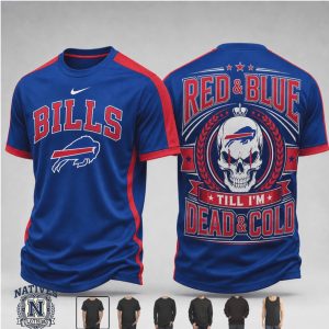 Buffalo Bills Skull Skeleton Red And Blue Graphic T Shirt