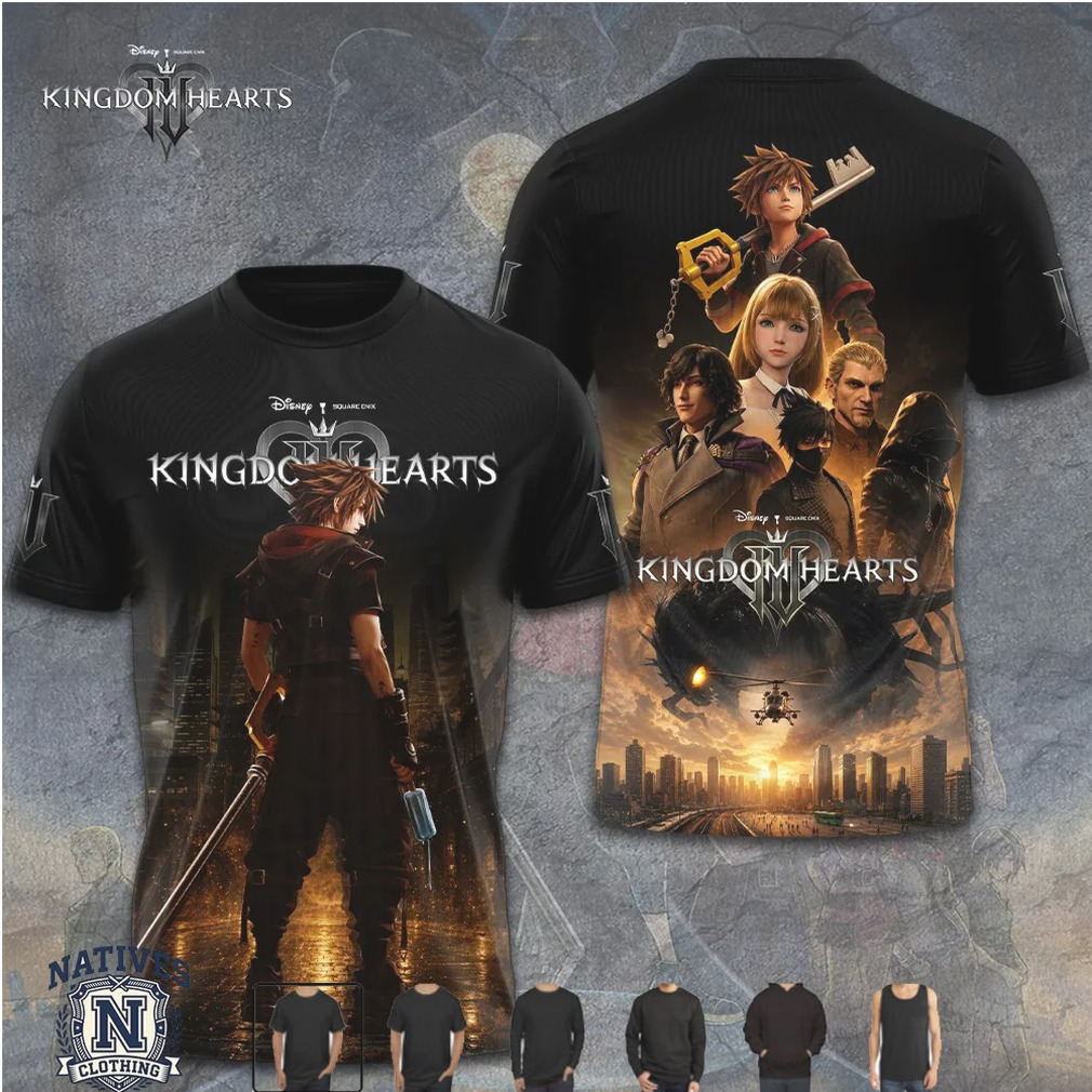 Kingdom Hearts City Skyline Keyblade Master Action Graphic T Shirt Kingdom Hearts City Skyline Keyblade Master Action Graphic T Shirt