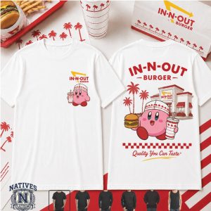 Kirby In N Out Burger Fast Food Graphic Retro Aesthetic T Shirt