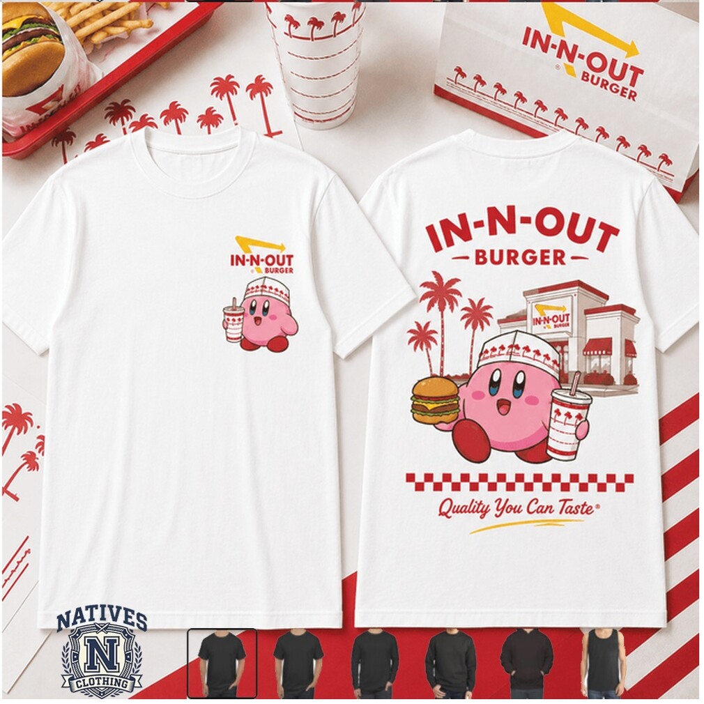 Kirby In N Out Burger Fast Food Graphic Retro Aesthetic T Shirt Kirby In N Out Burger Fast Food Graphic Retro Aesthetic T Shirt