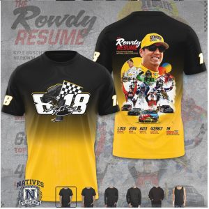 Kyle Busch Rowdy 8 18 Racing Resume Ombre Gradient Graphic T Shirt