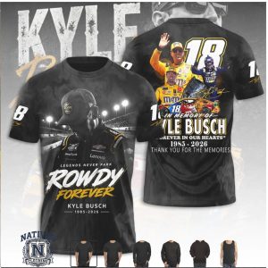 Kyle Busch Rowdy Forever Racing Legend Career Tribute Black T Shirt
