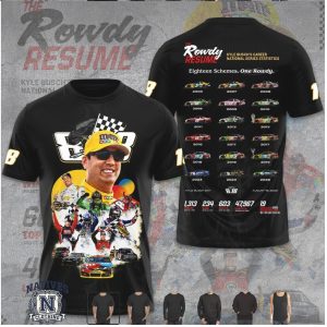Kyle Busch Rowdy Resume Racing Driver Career Stats Black T Shirt