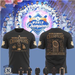 LA Dodgers 2024 World Series Champions Signature Trophy T Shirt