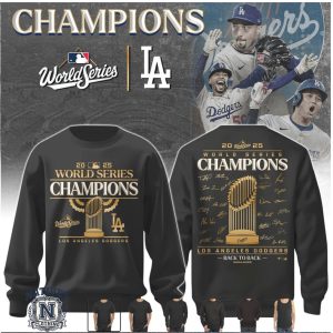 LA Dodgers 2025 World Series Champions Back To Back Trophy T Shirt