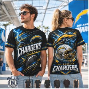 Los Angeles Chargers Lightning Helmet Football Graphic T Shirt