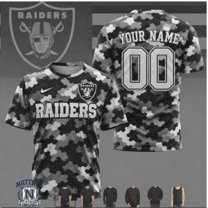 Las Vegas Raiders Camo Custom Name Number Performance T Shirt