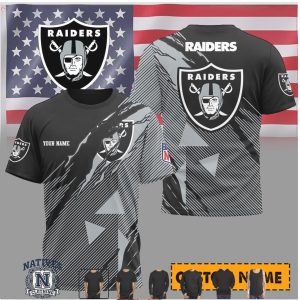 Las Vegas Raiders Custom Name Ripped Style Performance T Shirt