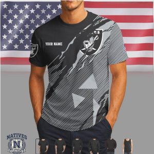 Las Vegas Raiders Custom Name Ripped Style Performance T Shirt