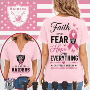 Las Vegas Raiders Faith Over Fear Breast Cancer Awareness T Shirt