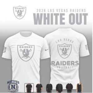 Las Vegas Raiders Football Team Logo White Out 2026 T Shirt