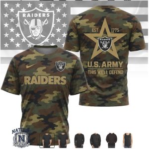 Las Vegas Raiders US Army Camo Star Salute To Service T Shirt